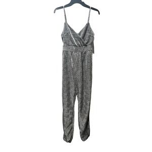 Jumpsuit‎ Silver Black Party Shiny Small Derek Heart Wrap Sleeveless Sexy